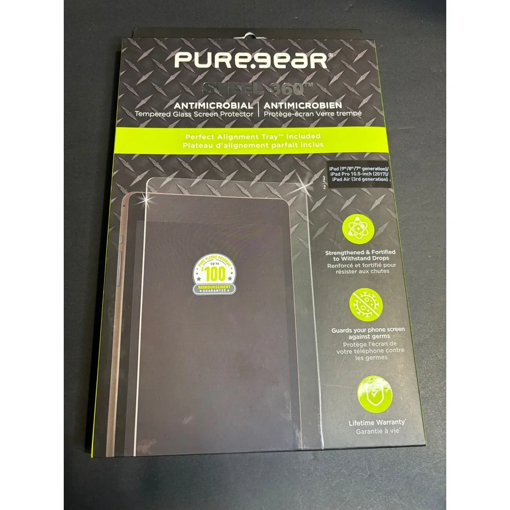 PUREgear Steel360 Screen Protector for iPad Pro 10.5, 9/8/7, iPad Air 3rd Gen